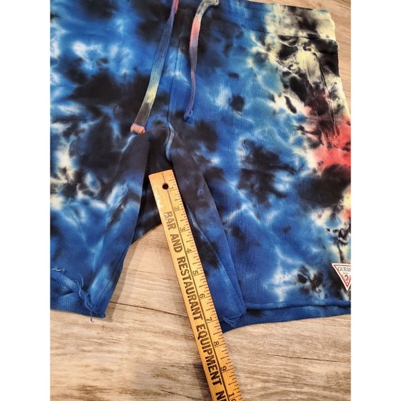 GUESS Tie Dye French Terry Cloth Sweat Shorts 7" Inseam Frayed Hem Sz L - Picture 14 of 16